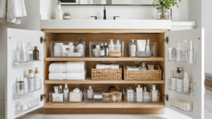 how to organize bathroom cabinet